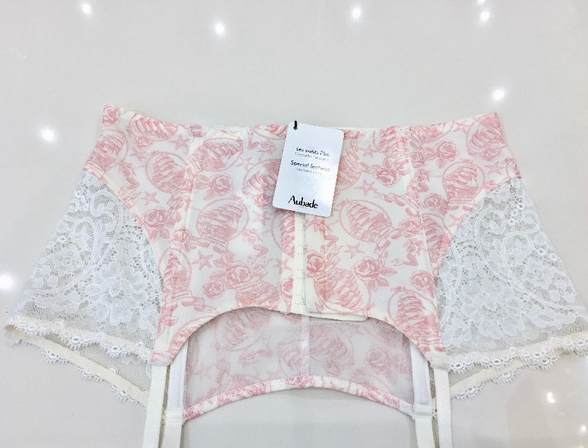 Aubade Leavers Lace Rose Waist Cincher Suspender Belt Size S Cream