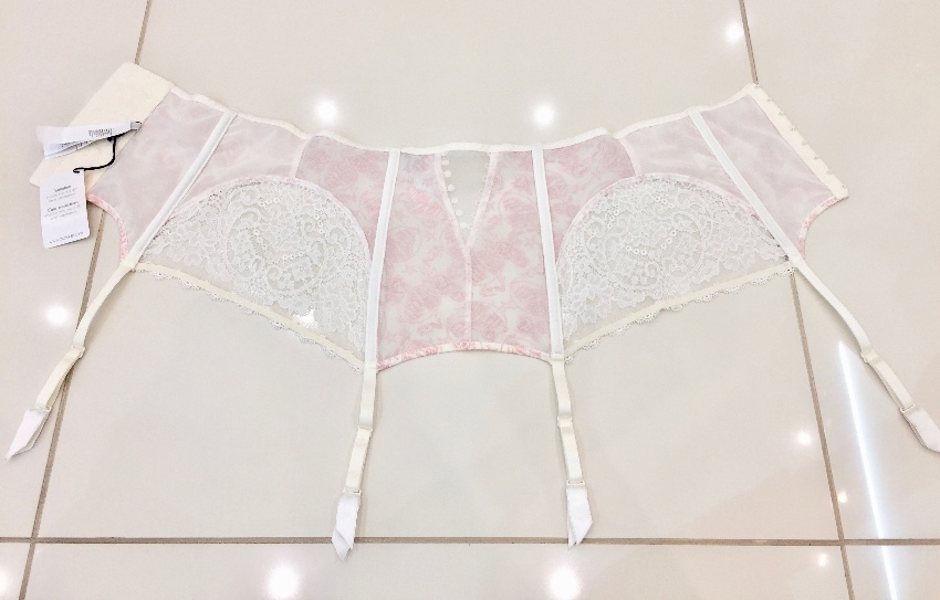 Aubade Leavers Lace Rose Waist Cincher Suspender Belt Size S Cream