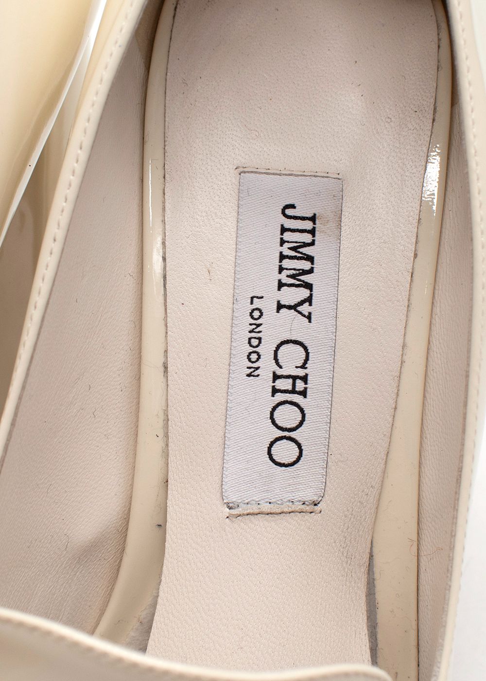 Preowned Jimmy Choo Diamond Patent Leather Tilda Embellished Pumps Size 41 cream