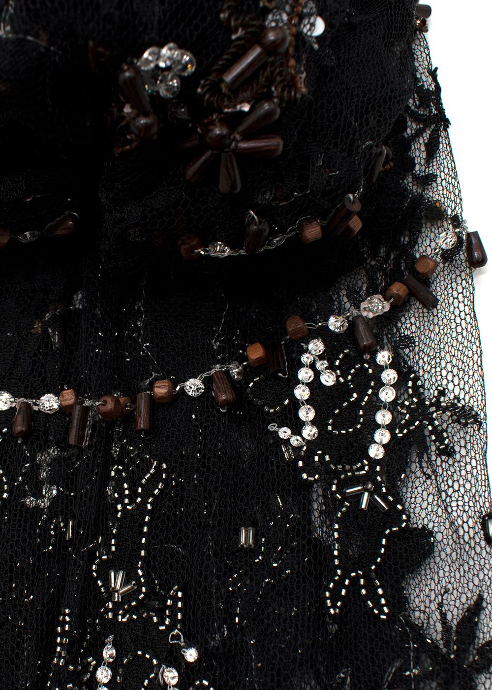 Valentino Vintage Embellished Fine Black Lace Evening Shawl silk