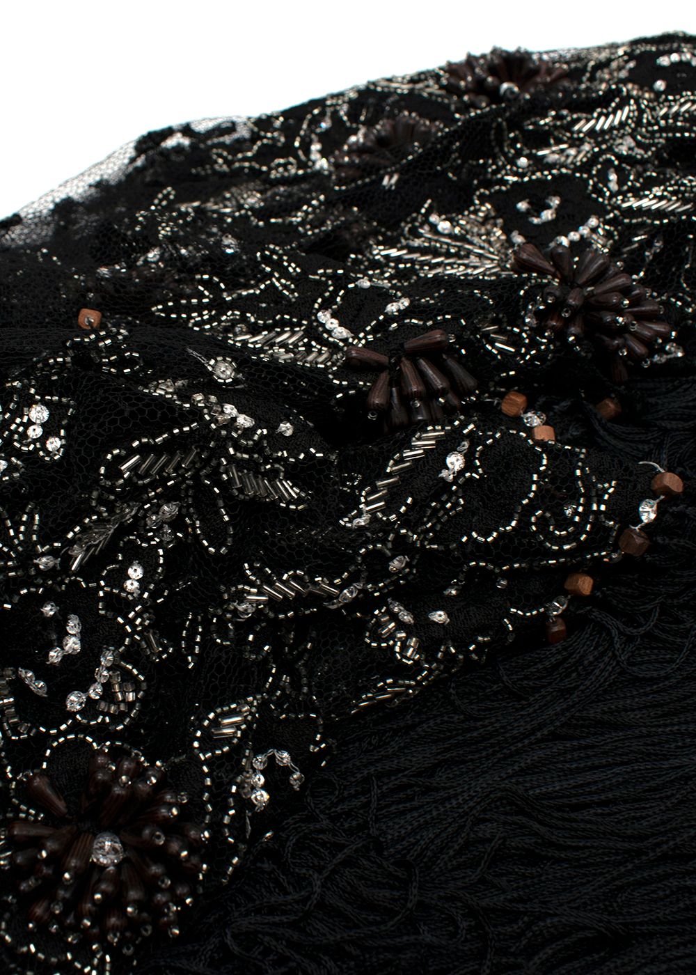 Valentino Vintage Embellished Fine Black Lace Evening Shawl silk