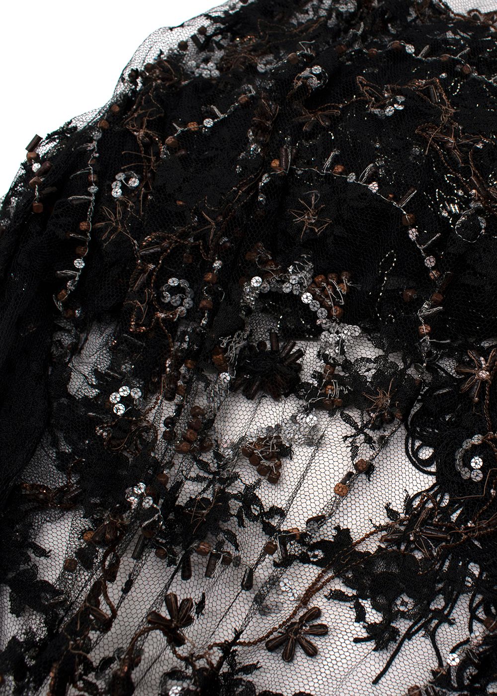 Valentino Vintage Embellished Fine Black Lace Evening Shawl silk