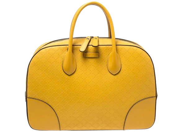 Preowned Gucci Yellow Large Dome Top Handle Bag leather/canvas