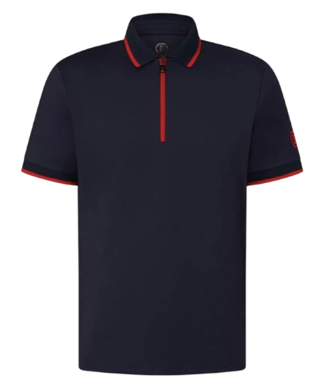 Men's Bogner Navy Blue Cody Functional Polo Shirt Size M Navy/Red polyester/elastane