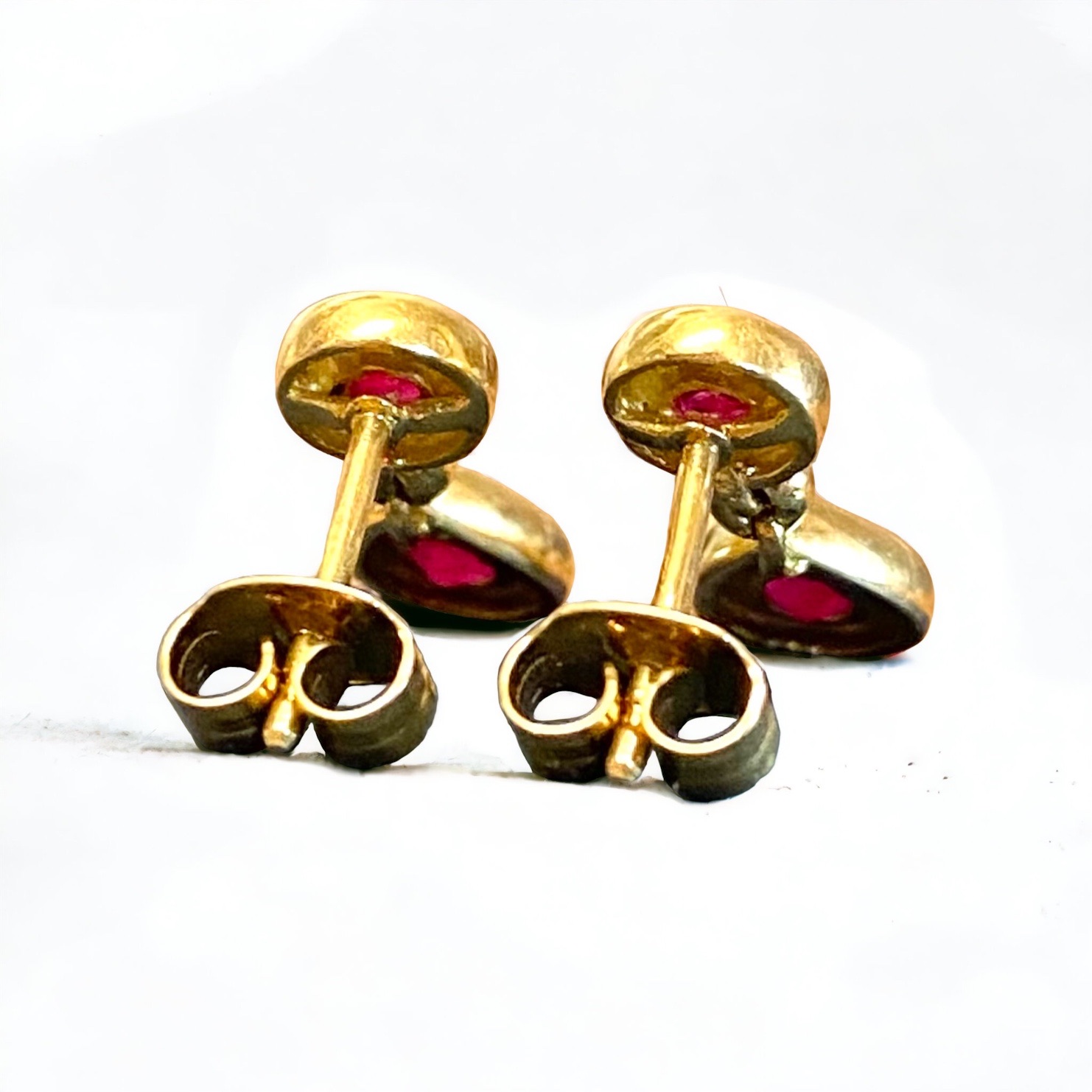 Preowned Pear  Round Cut Ruby 18ct Yellow Gold Earrings 18ct gold ct gold