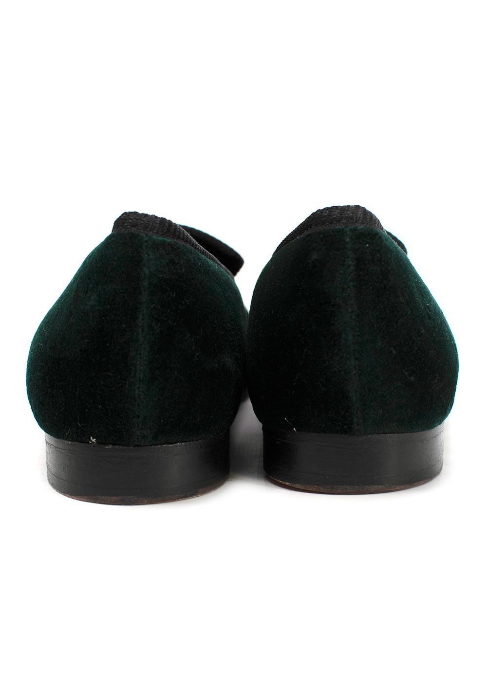 Church's Emerald Green Velvet Loafers with Embroidered Gold Detail Size 40