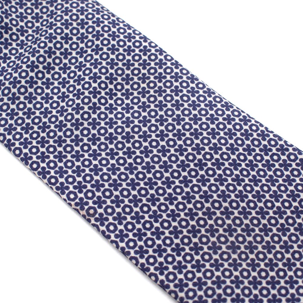 Men's Preowned Petronius 1926 Al Bazar Blue  White Floral Print Tie Multi-colour cotton