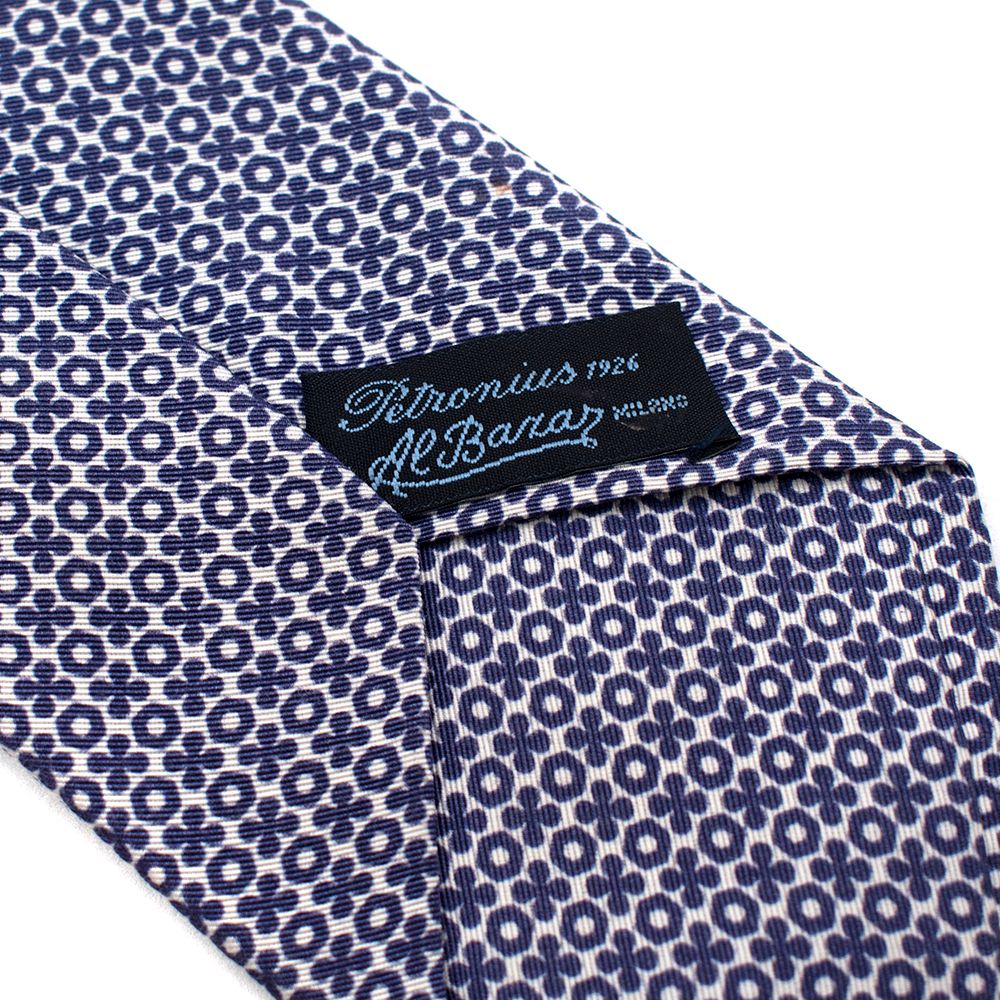 Men's Preowned Petronius 1926 Al Bazar Blue  White Floral Print Tie Multi-colour cotton