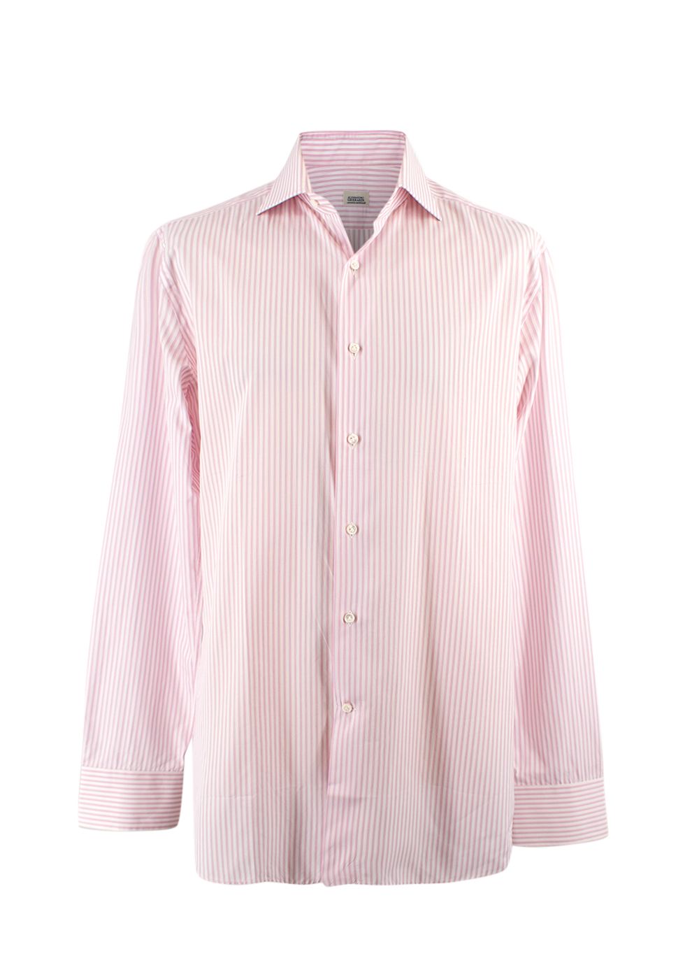 Men's Alessandro Gherardi Pink Striped Shirt Size L cotton