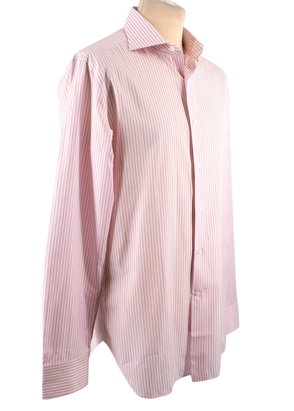 Men's Alessandro Gherardi Pink Striped Shirt Size L cotton