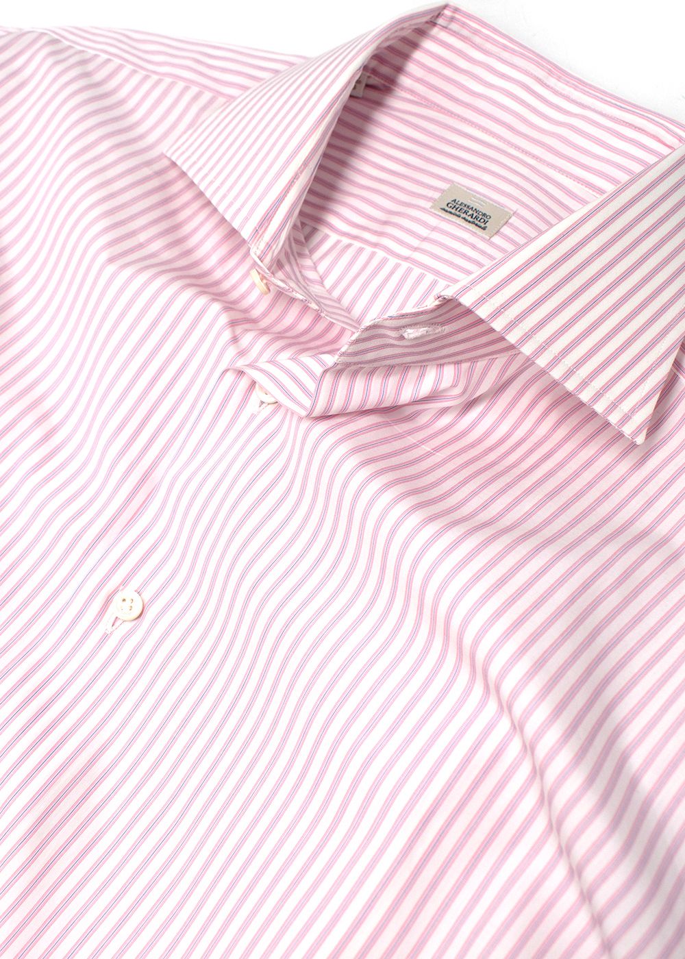 Men's Alessandro Gherardi Pink Striped Shirt Size L cotton