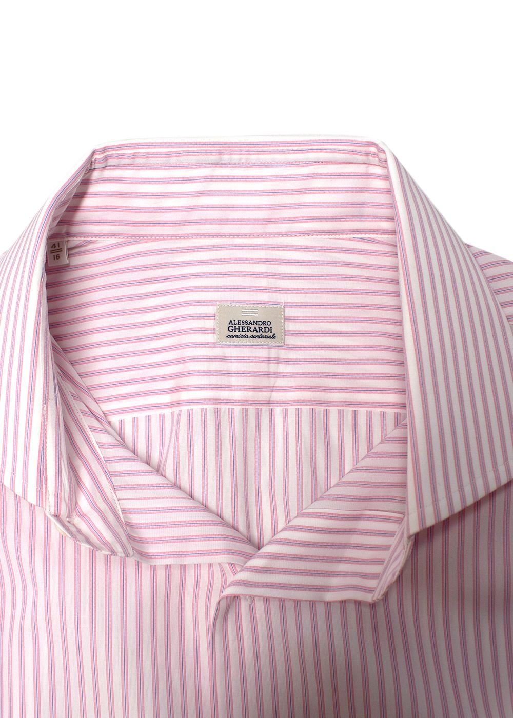 Men's Alessandro Gherardi Pink Striped Shirt Size L cotton