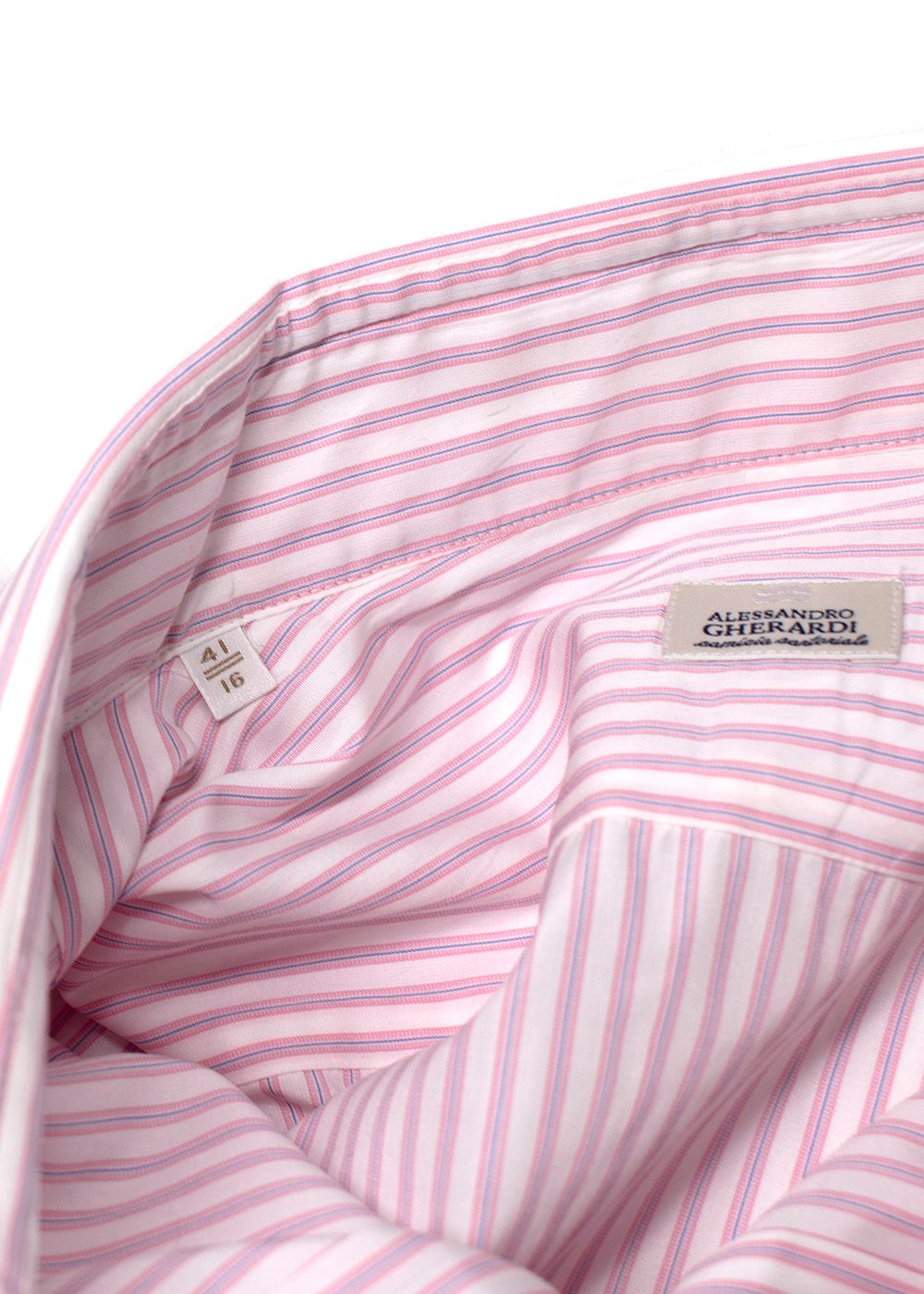 Men's Alessandro Gherardi Pink Striped Shirt Size L cotton