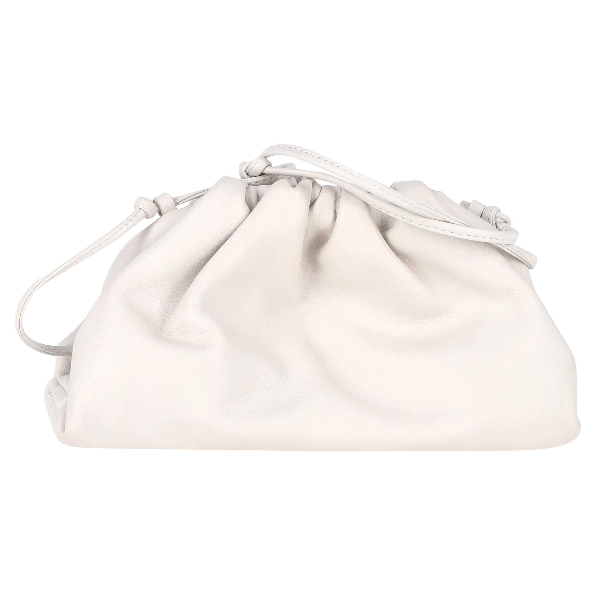 Preowned Bottega Veneta White Leather Mini Pouch white | ecru leather/calfskin leather