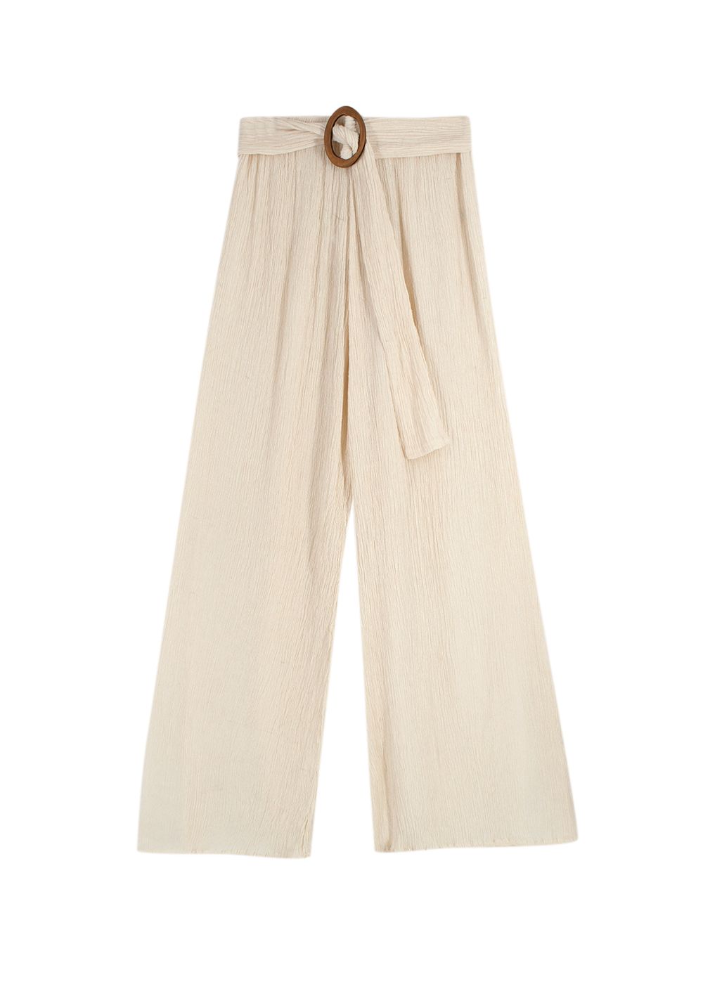 Preowned Savannah Morrow Cream Silk-Bamboo Tayen Trousers Size S silk