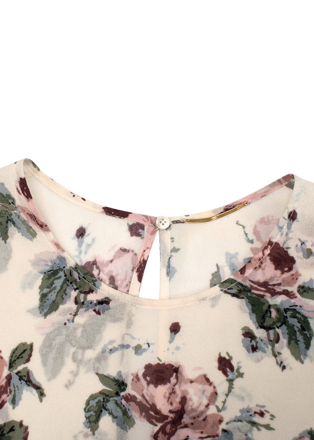 Preowned Saint Laurent Crepe Sleeveless Floral Top Size XS Cream viscose