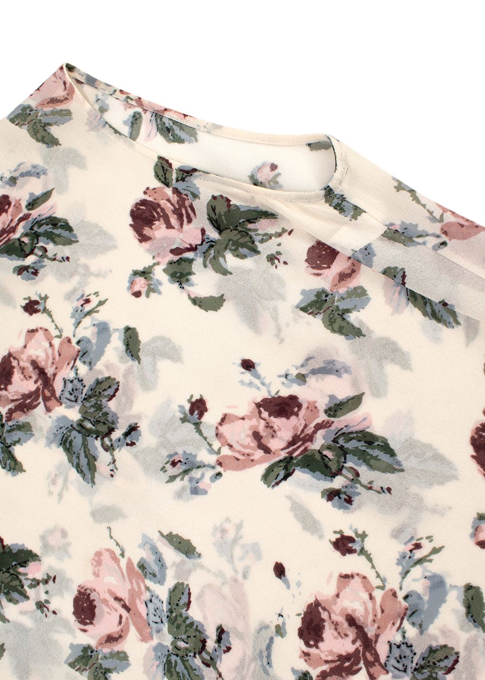 Preowned Saint Laurent Crepe Sleeveless Floral Top Size XS Cream viscose