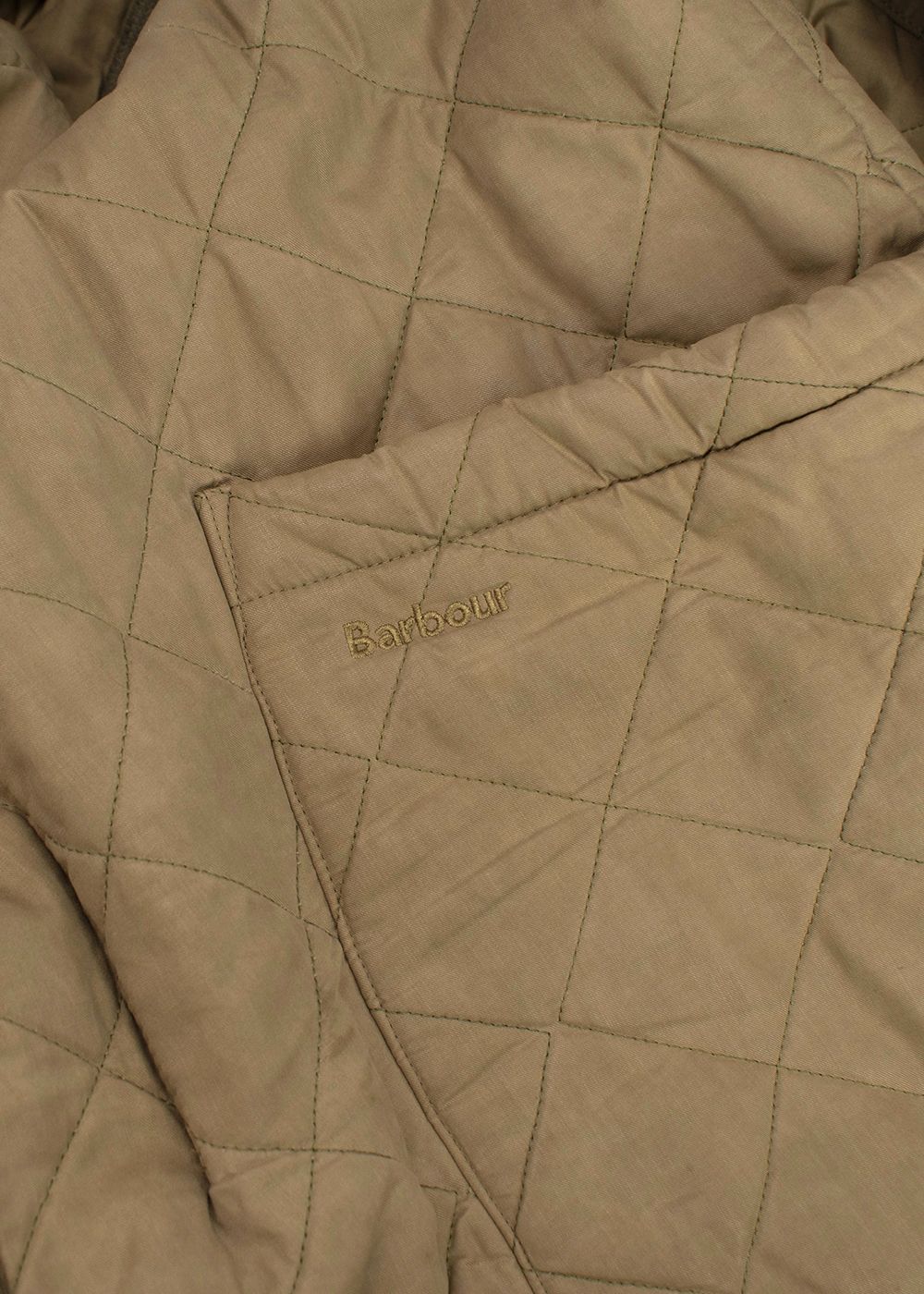 Men's Preowned Barbour Khaki Quilted Jacket Size S Green cotton