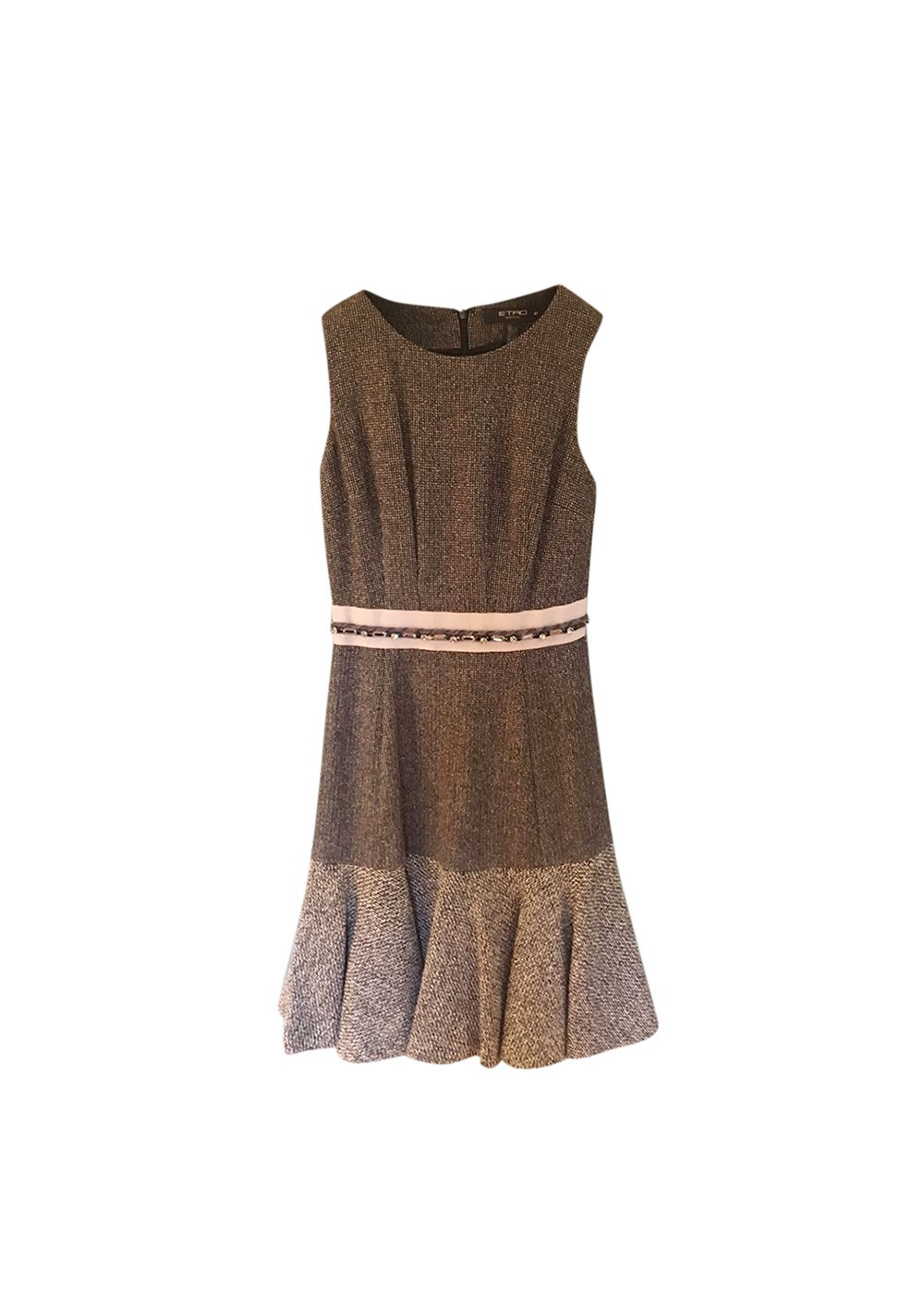 Preowned Etro Brown Tweed Sleeveless Dress Size S