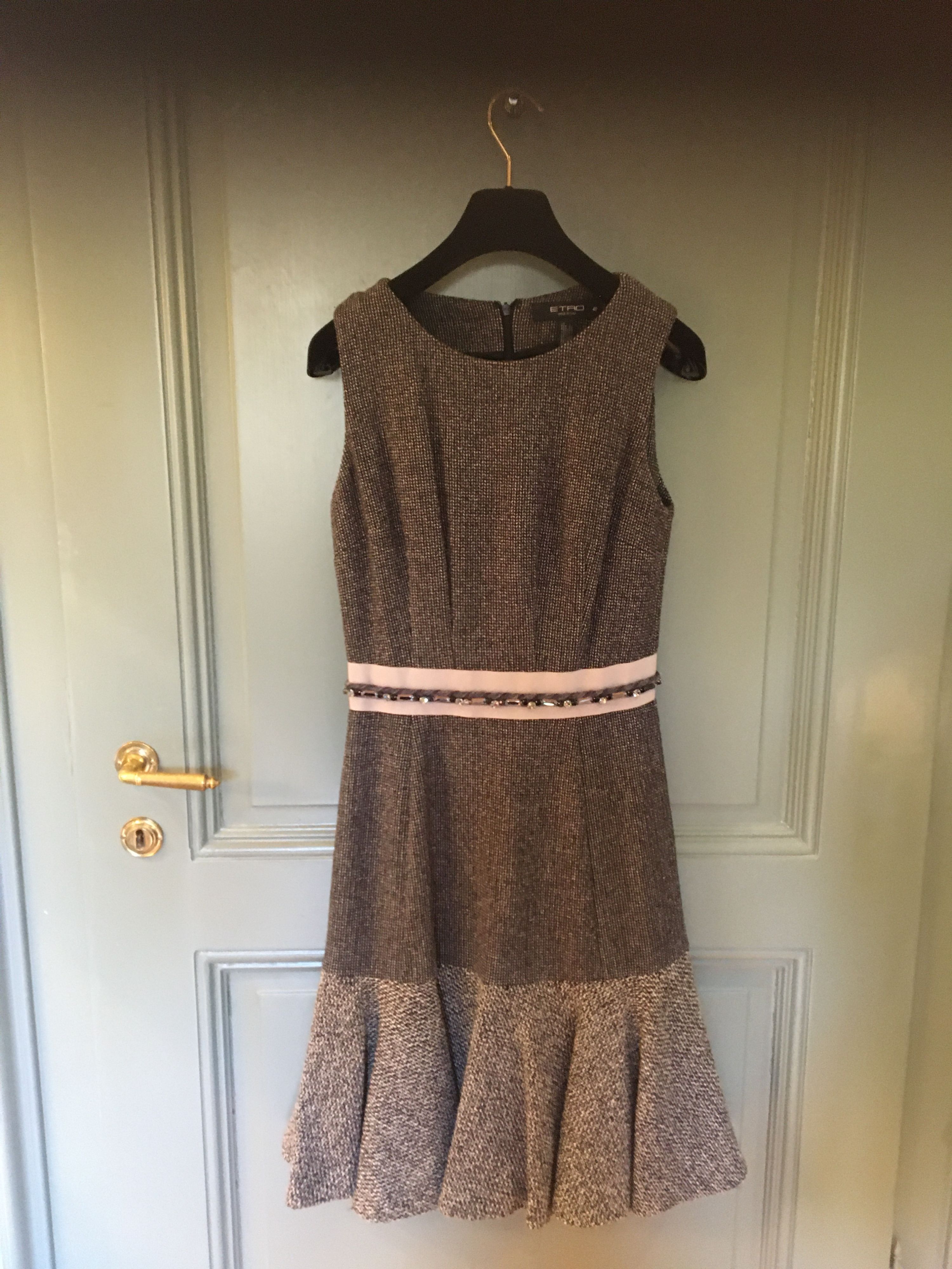 Preowned Etro Brown Tweed Sleeveless Dress Size S