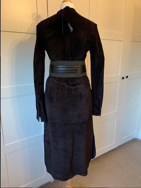 Belstaff Black Suede Belted Dress Size XXS Tan/Brown leather