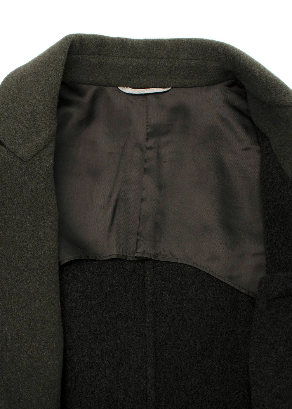 Men's Brunello Cucinelli Khaki Wool  Cashmere Double-breasted Long Green Coat Size S wool/cashmere