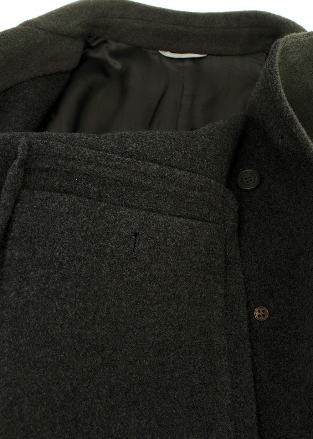 Men's Brunello Cucinelli Khaki Wool  Cashmere Double-breasted Long Green Coat Size S wool/cashmere