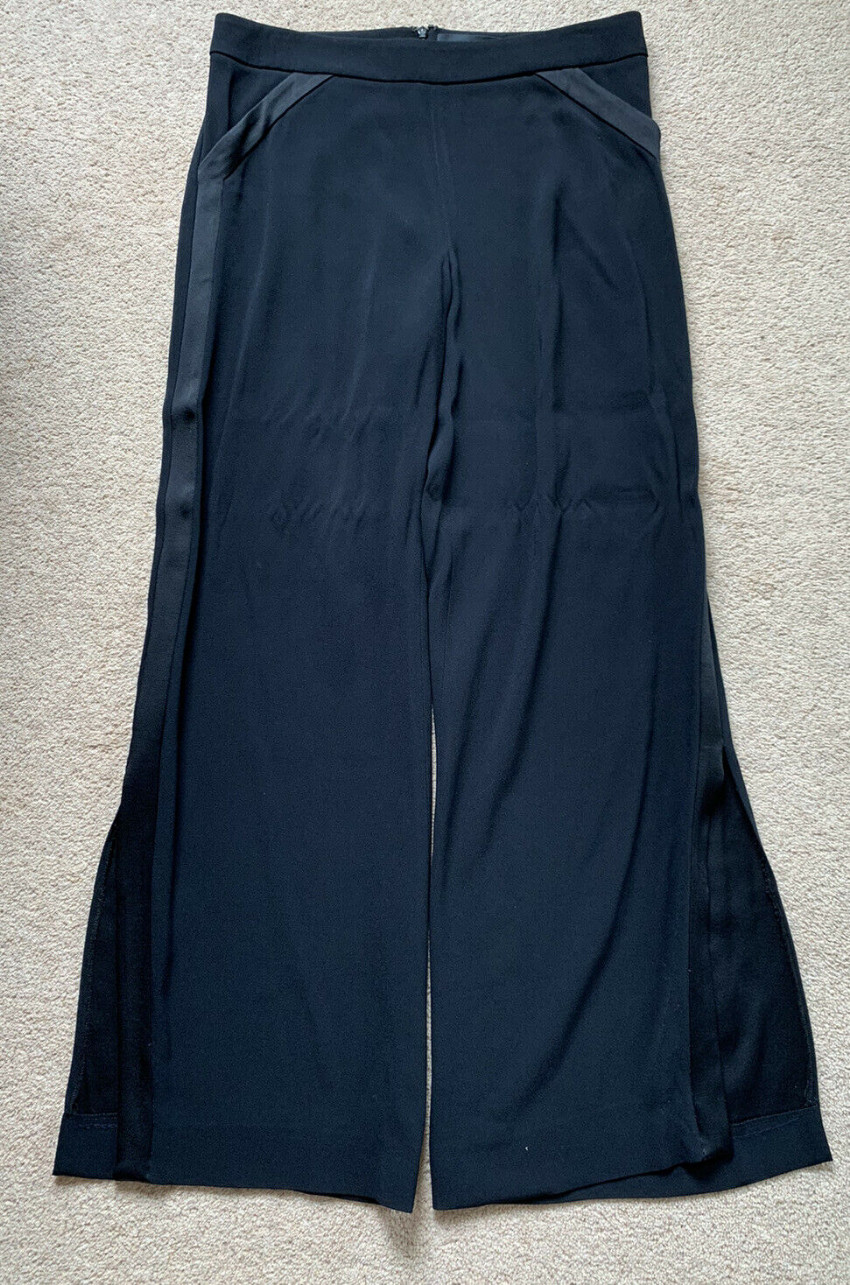 Cushnie Et Ochs Black Tuxedo Split Wide Leg Pants Size S viscose