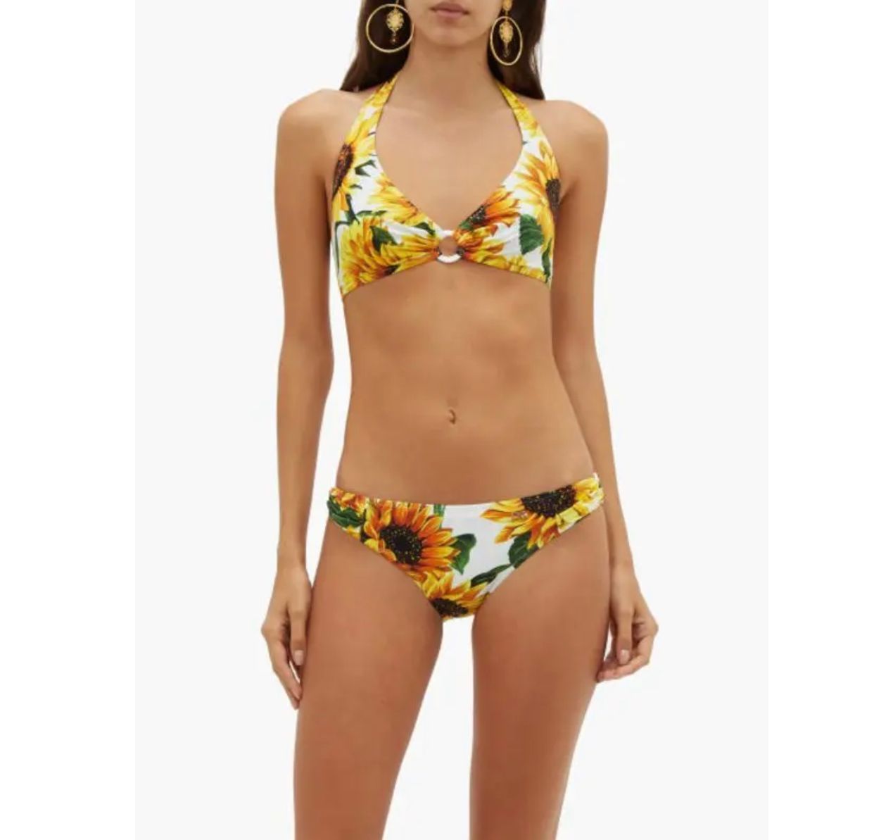 Dolce  Gabbana Sunflower Print Halter Bikini Size L Multicolour nylon/elastane