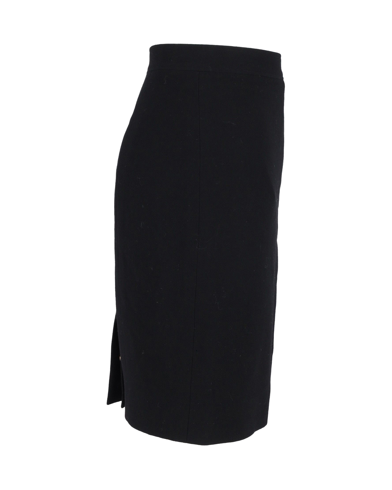 Preowned Chanel Black Pencil Skirt Size S polyester