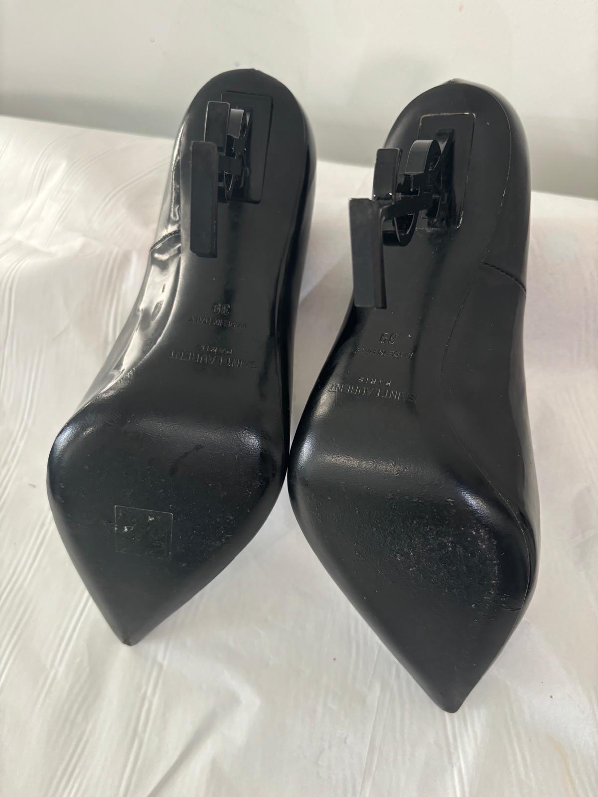 Preowned Saint Laurent Black Patent Leather Opyum 110 Pumps Size 39