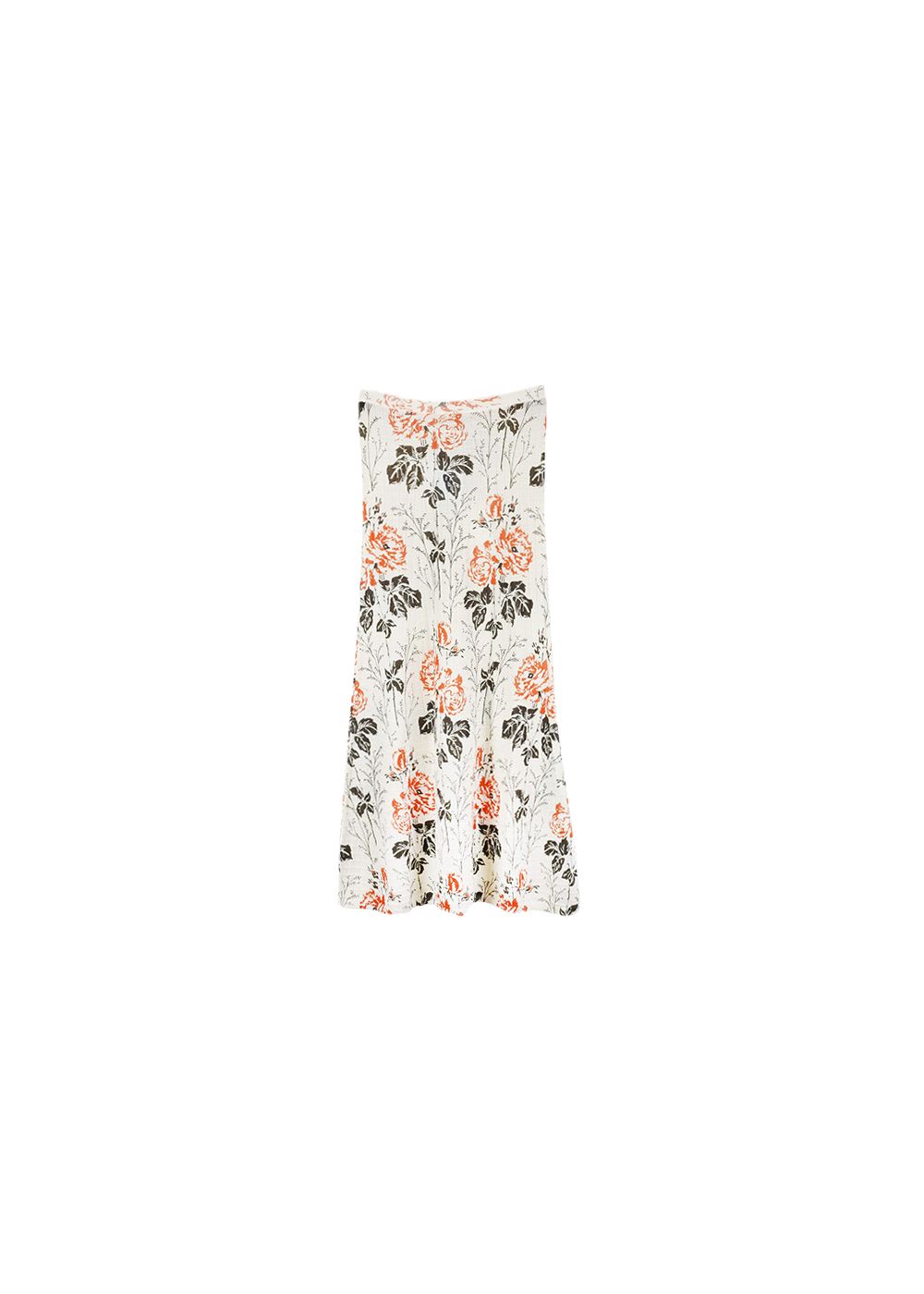 Victoria Beckham Ivory floral stretch-wool skirt White wool