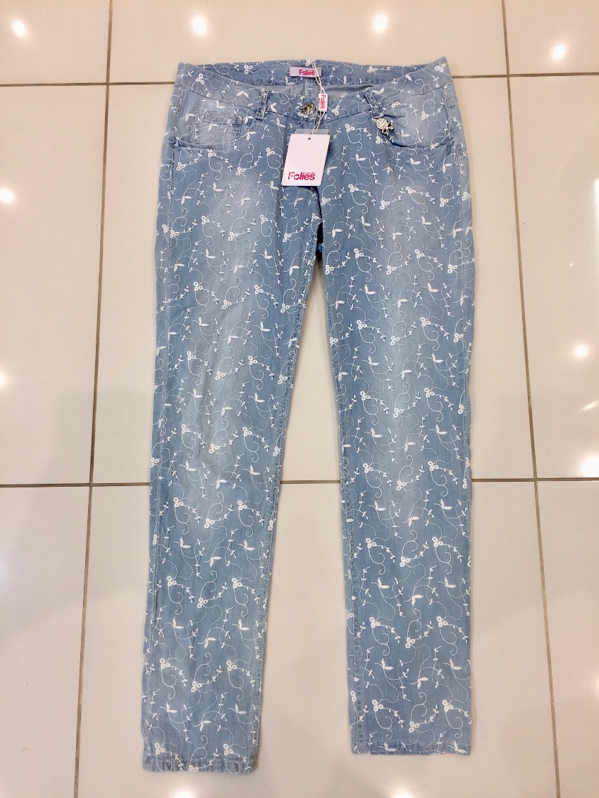 Blumarine Filigree Embroidered Pale Blue Jeans Size 26/66 cotton