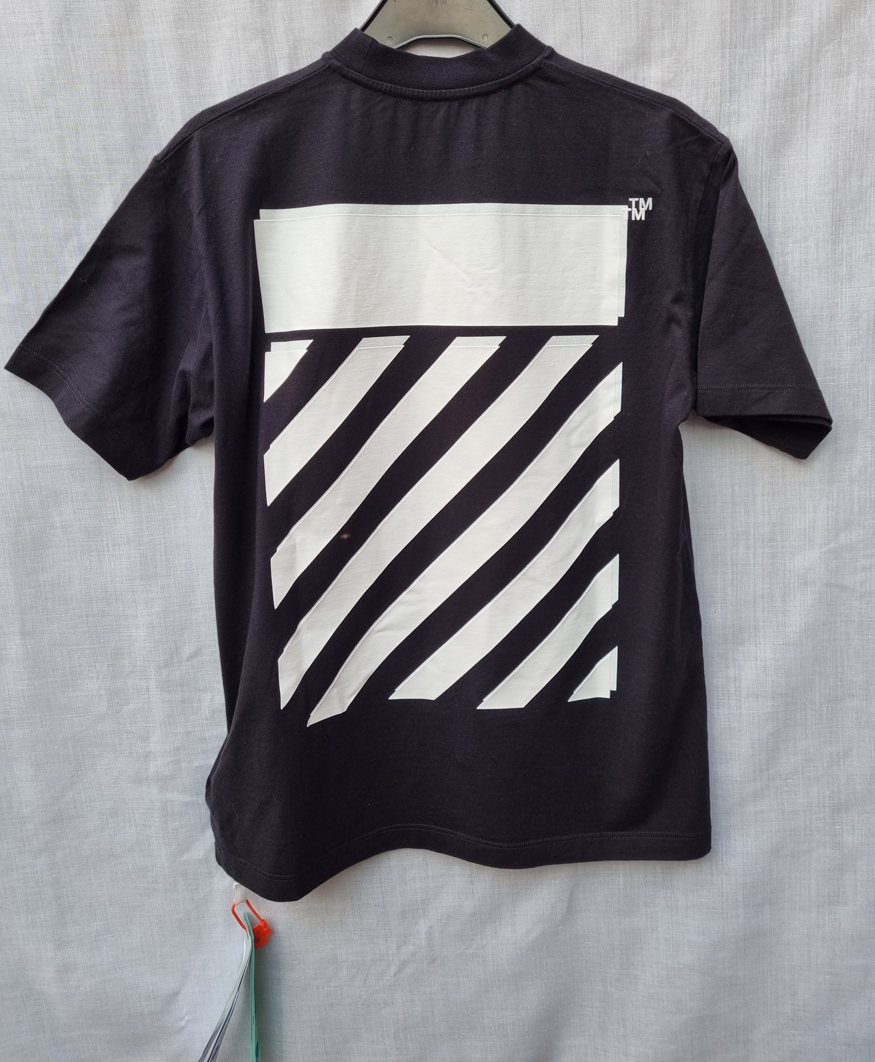 Off White black cotton jersey diagonal logo T-shirt Size XS Black  White