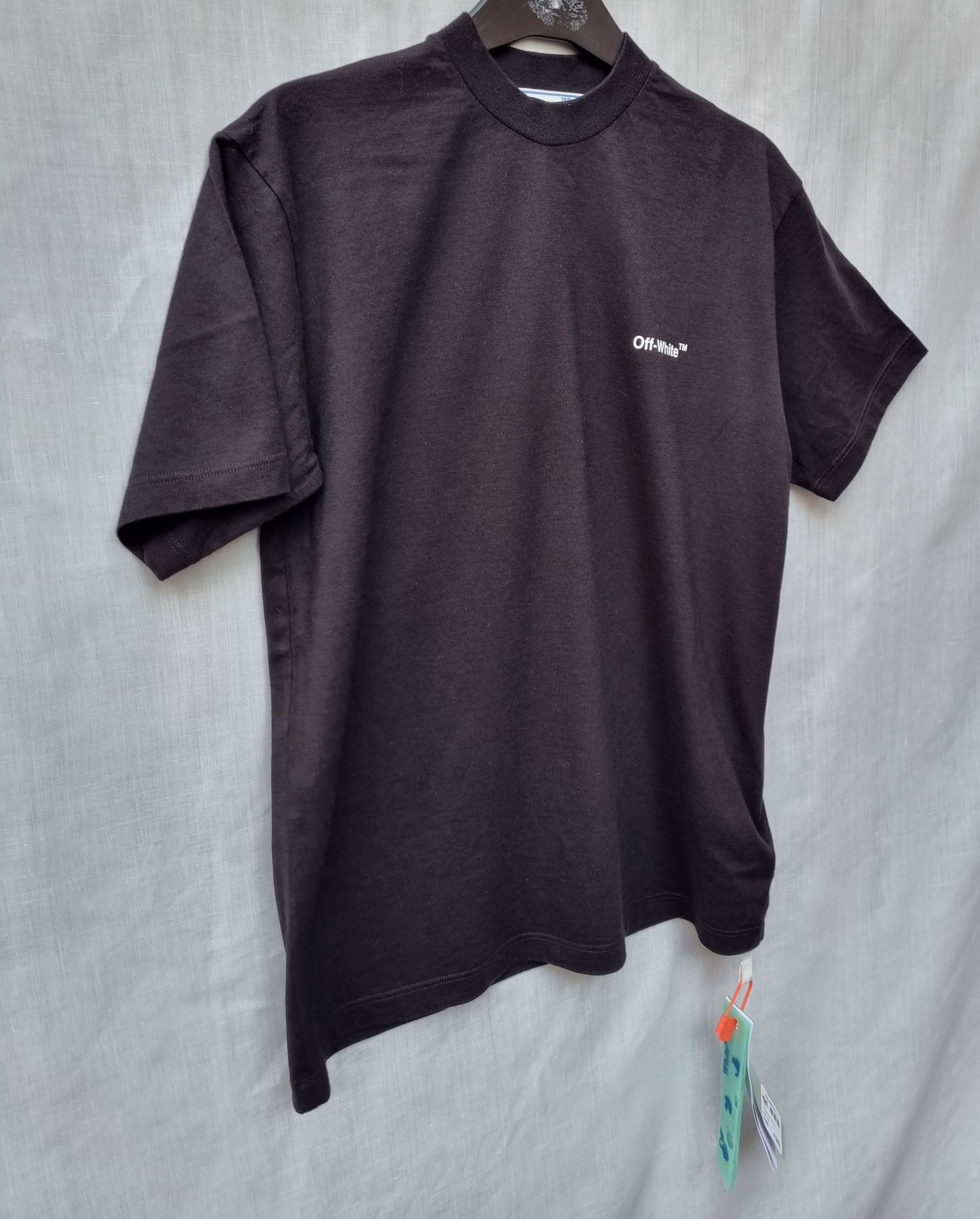 Off White black cotton jersey diagonal logo T-shirt Size XS Black  White