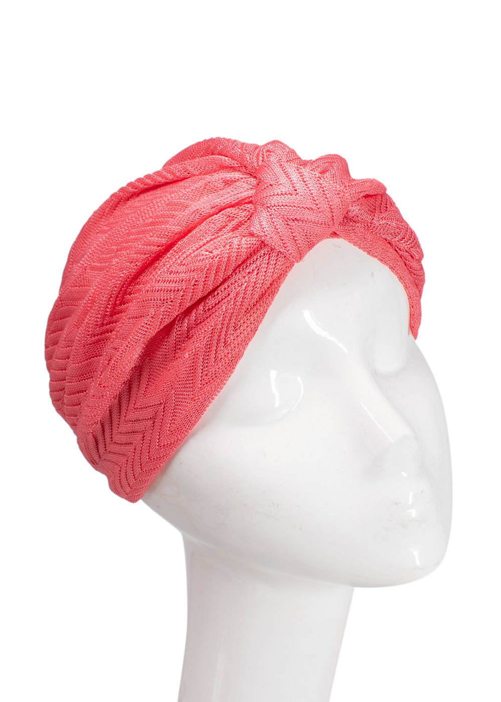 Preowned Missoni Coral Knit Turban Pink polyester