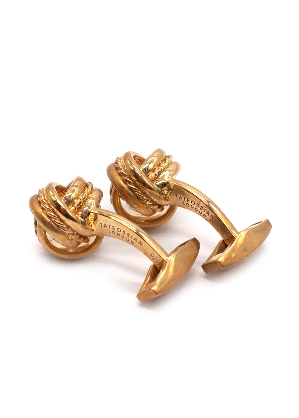 Men's Preowned Tateossian Gold-Plated Silver Knot Cufflinks Gold gold plated sterling silver