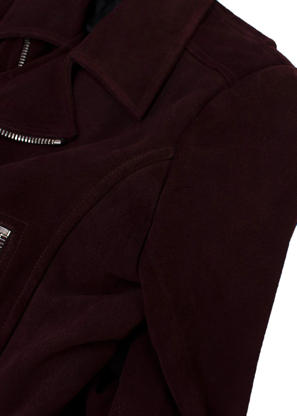 Preowned Balenciaga Burgundy Suede Biker Jacket Size M