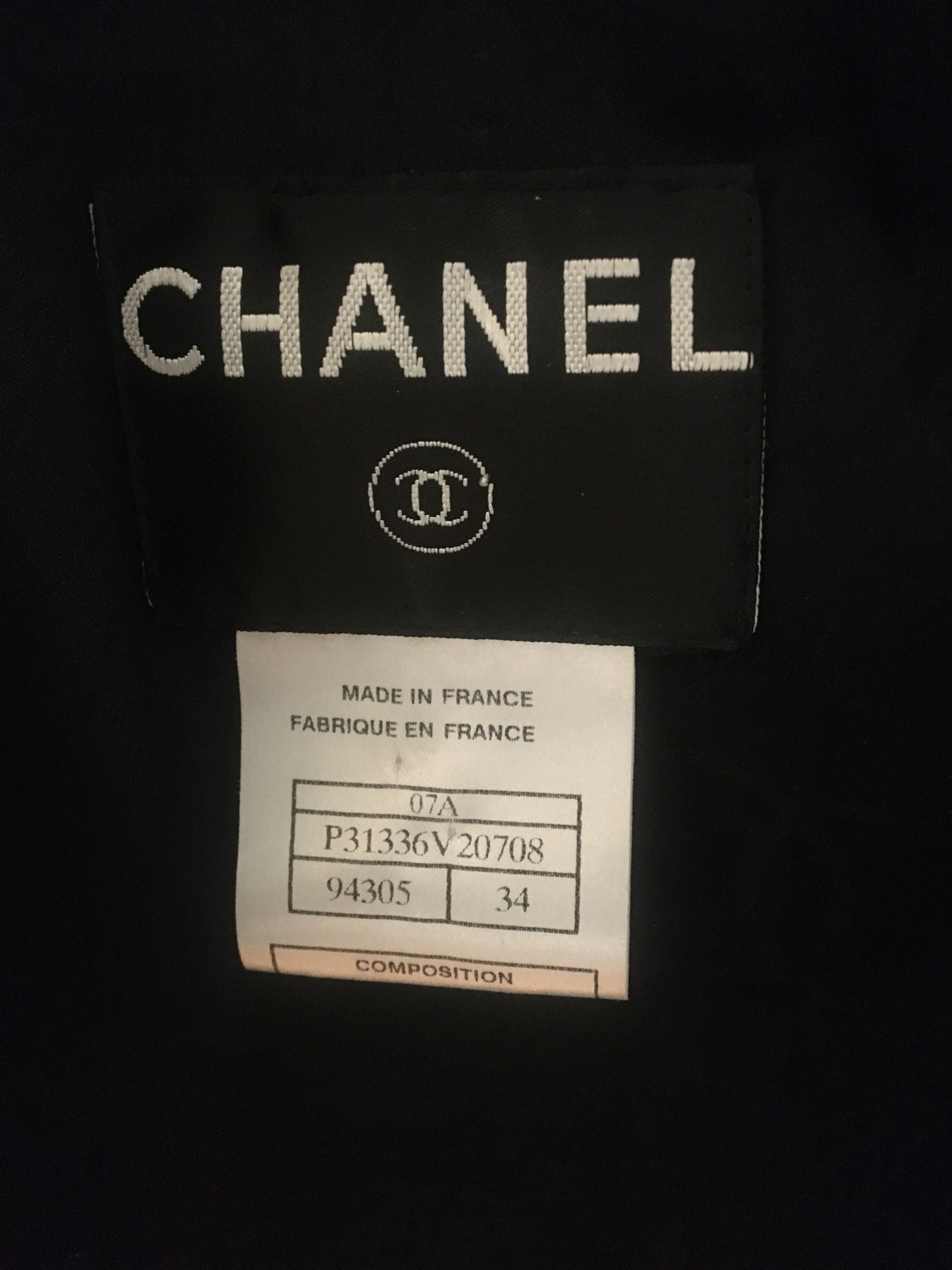 Preowned Chanel Black Vintage Beau Trim Jacket Size S wool/mixed