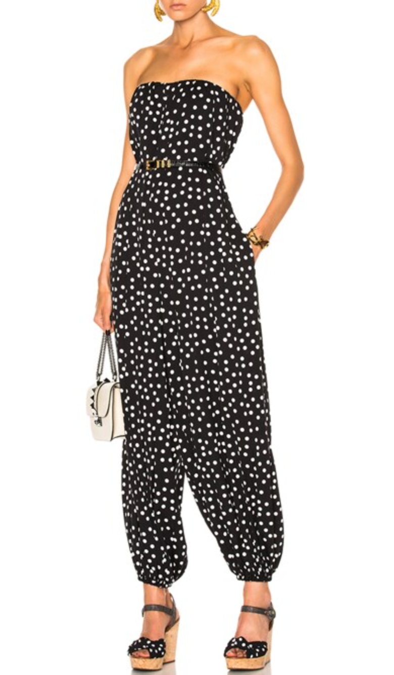 Dolce  Gabbana Strapless Polka Dot Jumpsuit Size S Black and White silk