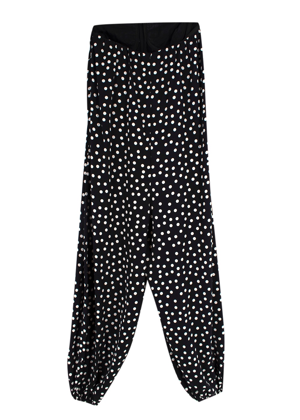 Dolce  Gabbana Strapless Polka Dot Jumpsuit Size S Black and White silk