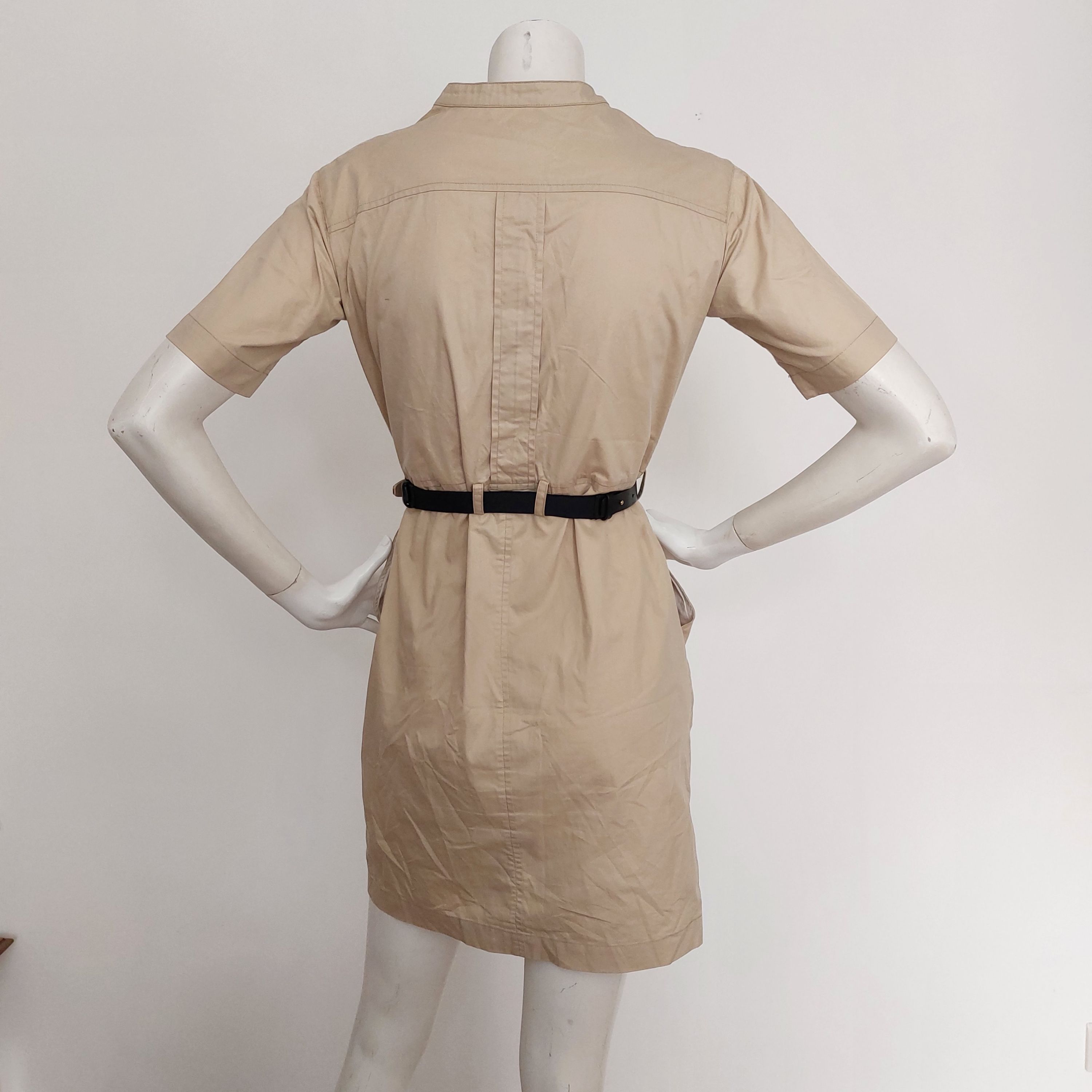 Preowned Celine Phoebe Philo Cotton Safari Dress Size S beige