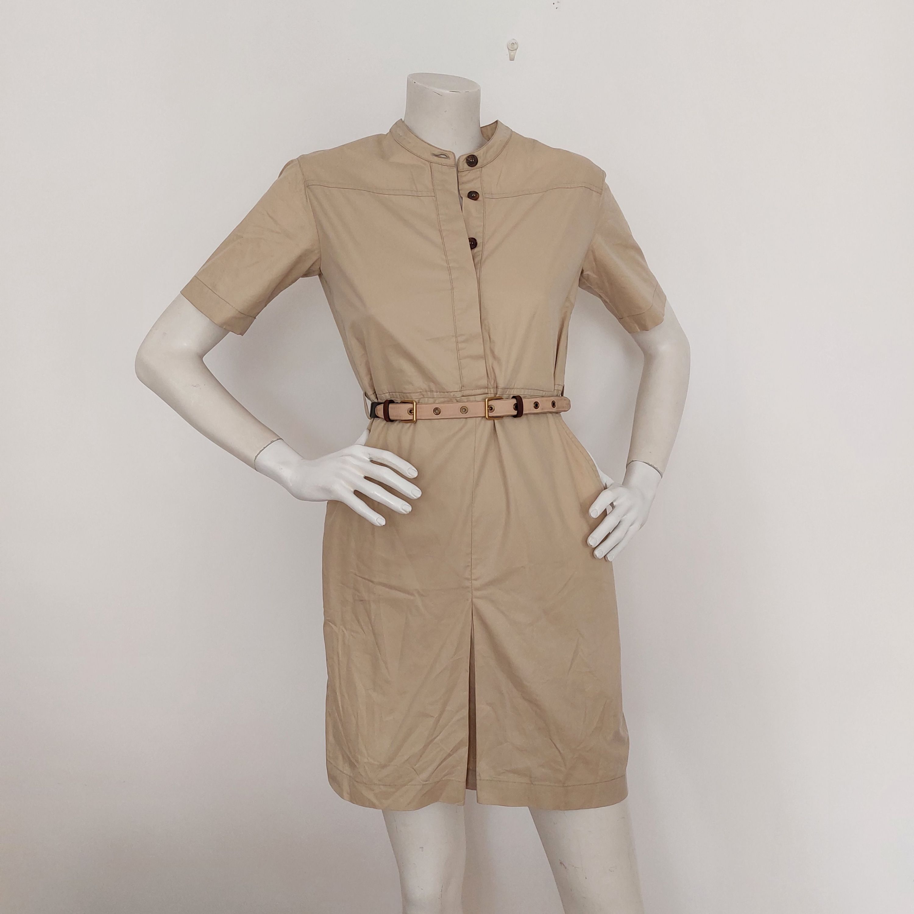 Preowned Celine Phoebe Philo Cotton Safari Dress Size S beige