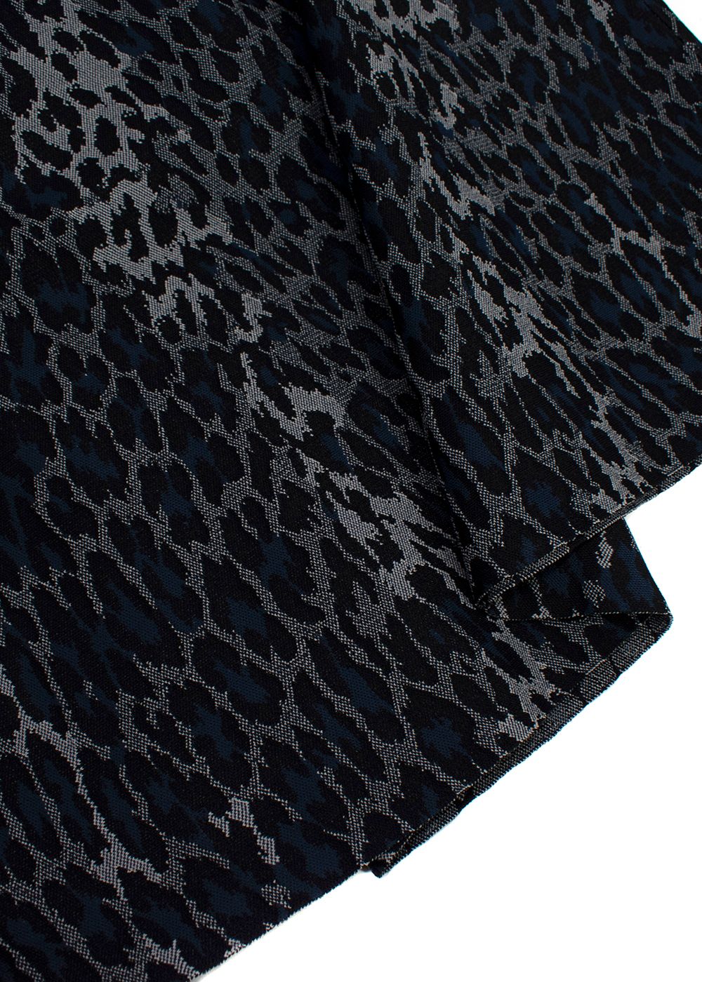 Dior Navy Leopard Print Skater Dress Size XS navy black grey viscose