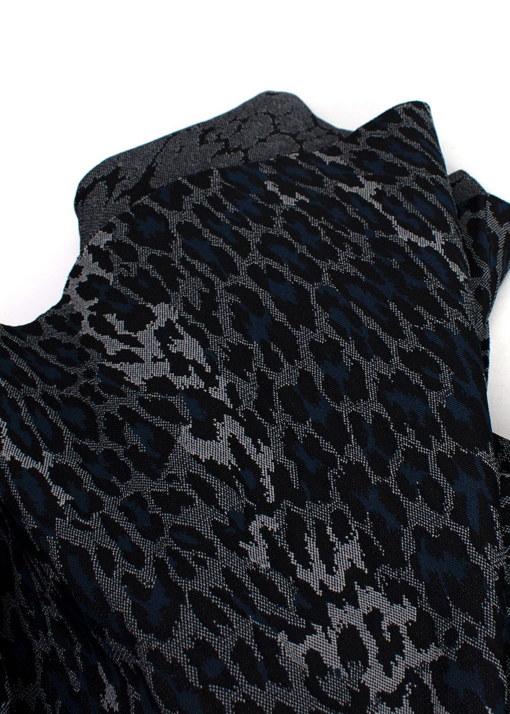 Dior Navy Leopard Print Skater Dress Size XS navy black grey viscose