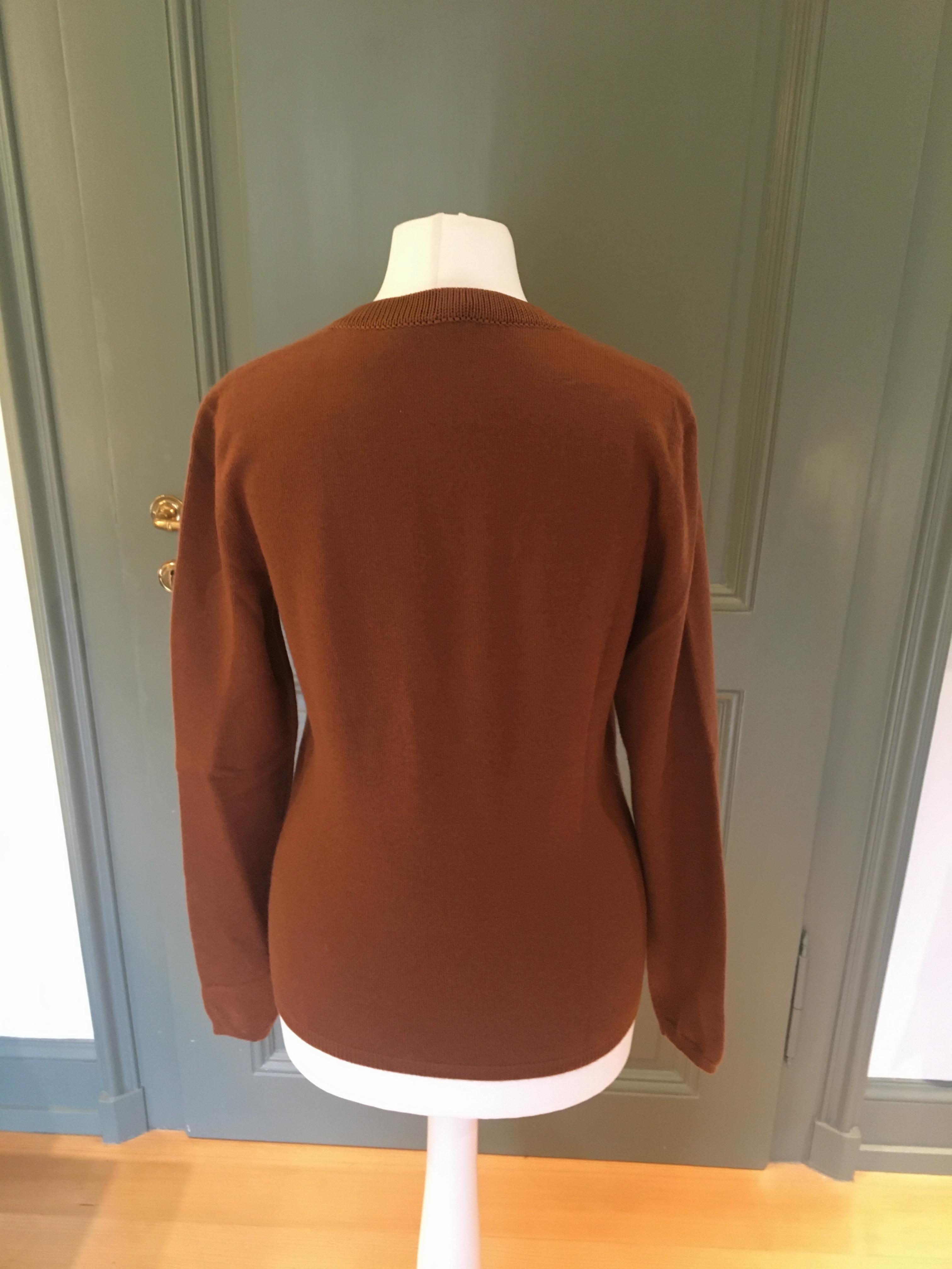 Loro Piana Dark Tan V-neck Cashmere  Silk Jumper Size XS Tan/Brown