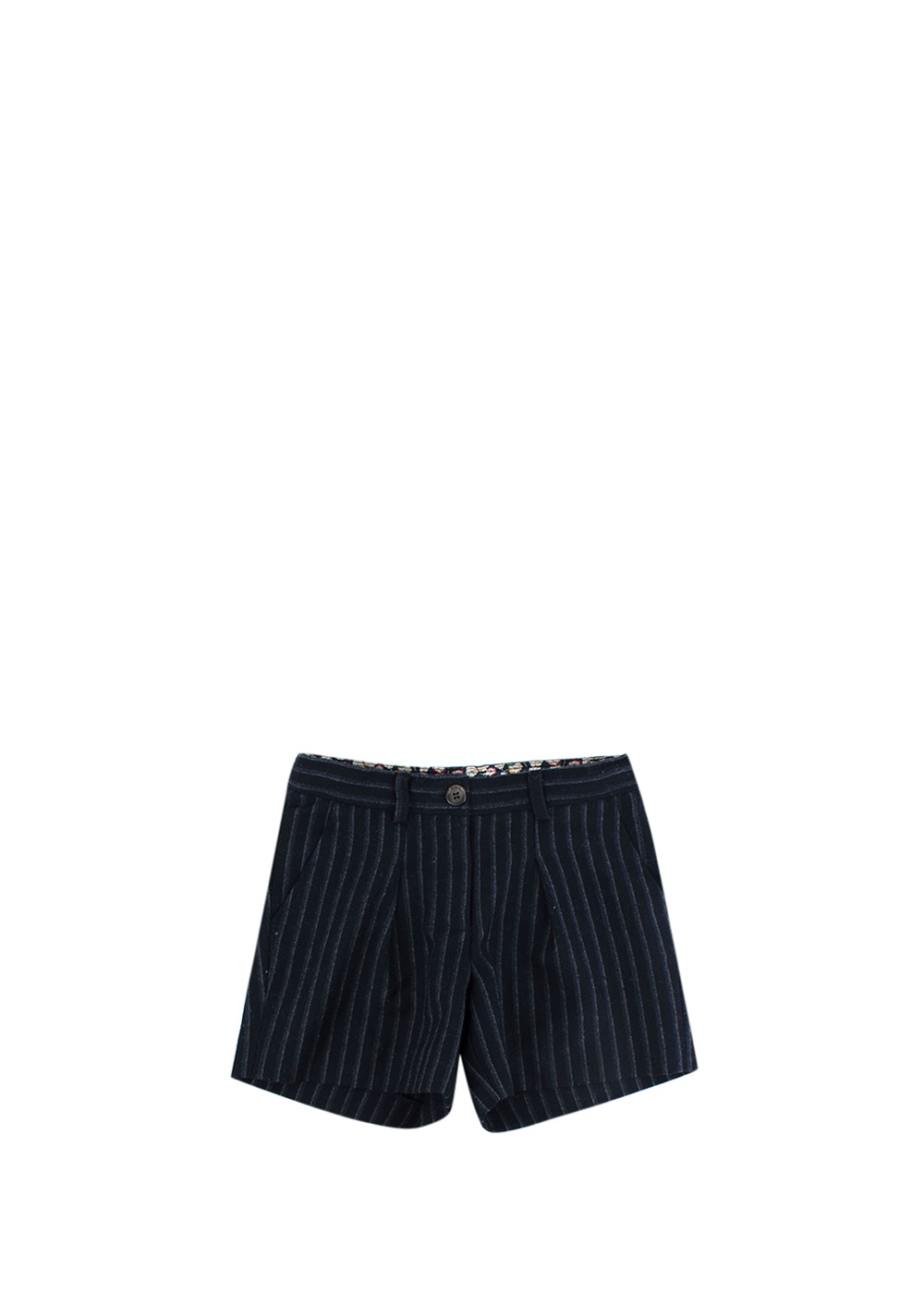 Boys Preowned Bonpoint Navy Pinstripe Wool Tailored Shorts Size 8 Years