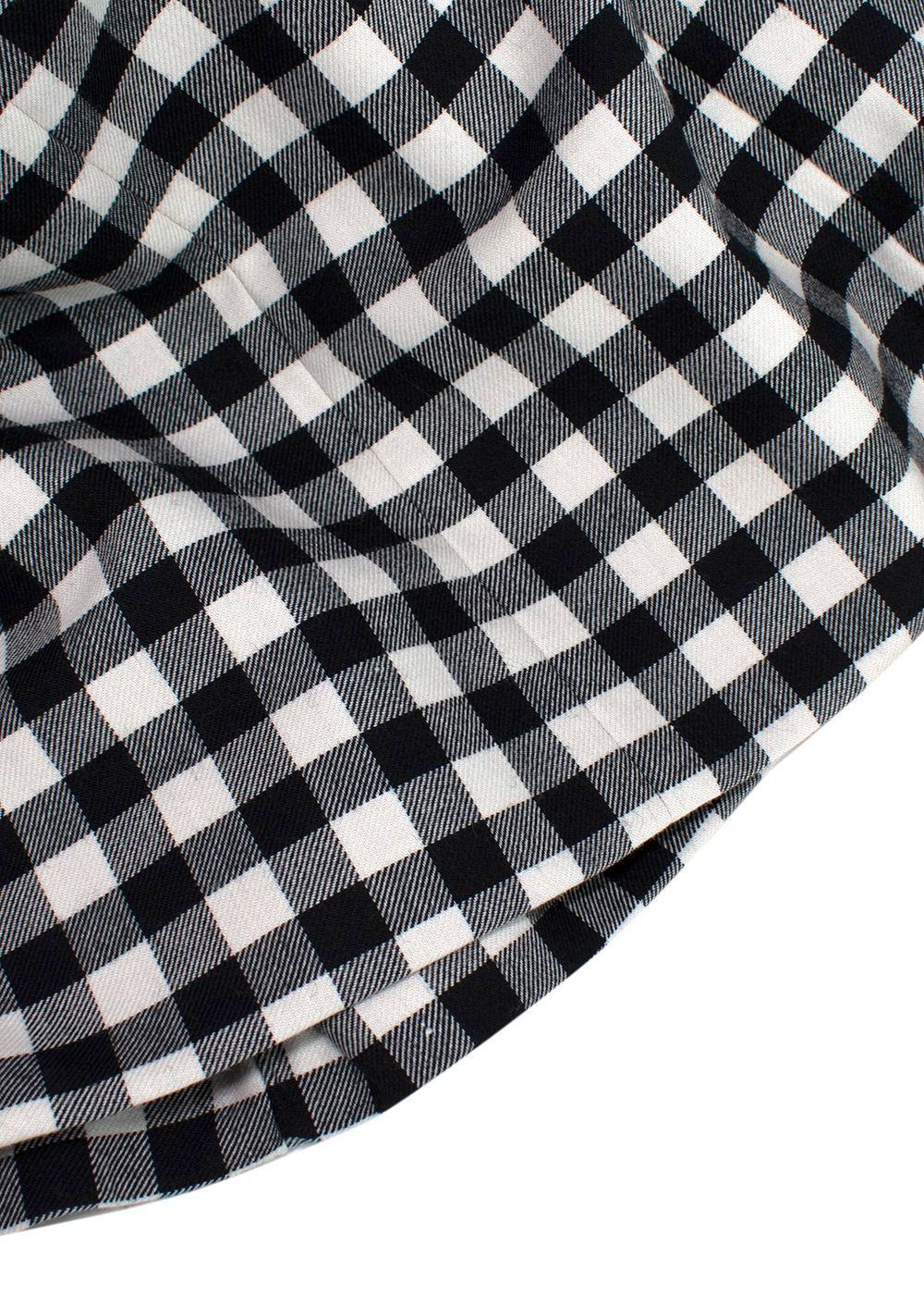 Preowned Black Lela Rose Gingham Stretch Cotton Dress Size XS Black/White polyester