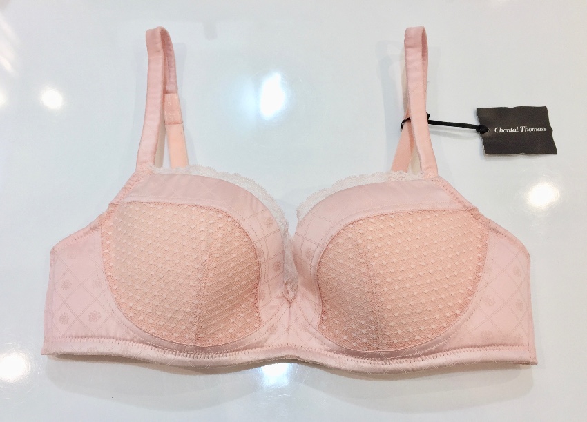 Chantal Thomass Rose Pink Satin Jacquard Pad Bra Size M lace