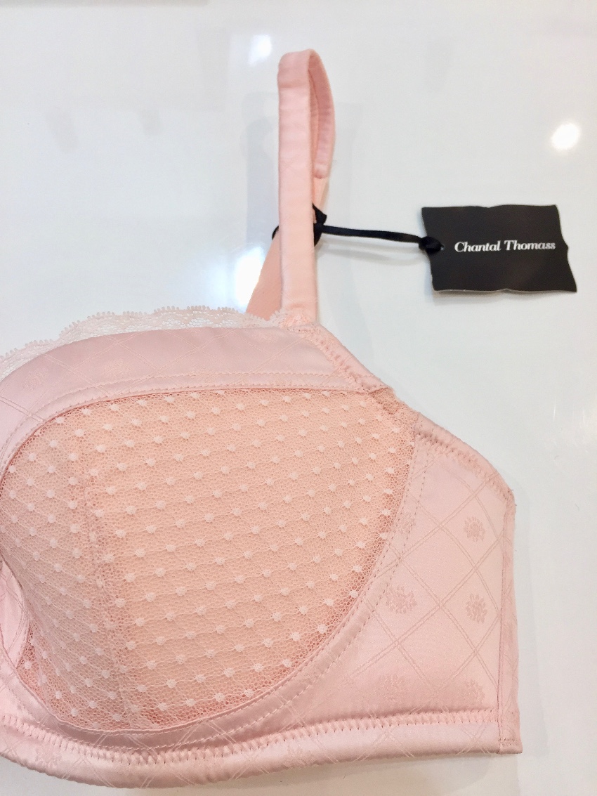 Chantal Thomass Rose Pink Satin Jacquard Pad Bra Size M lace